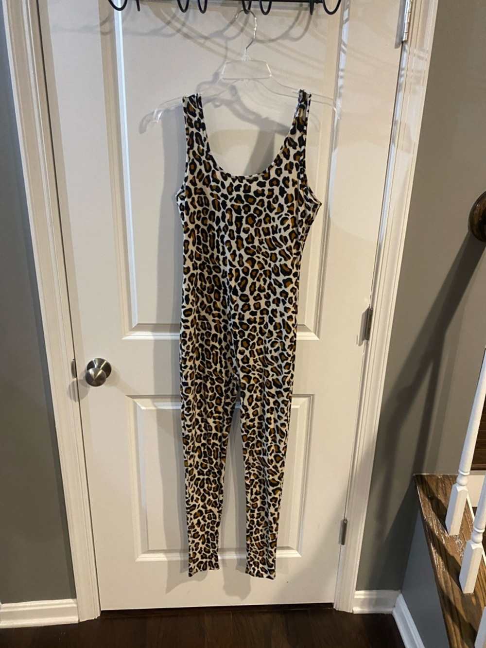 Leopard Print Sleeveless Jumpsuit - Tan/Black